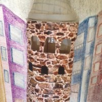 okul öncesınde kağit işler, duvar süsü ,davetiye kartları ,suluboya  çalişması (7025)