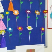 okul öncesınde kağit işler, duvar süsü ,davetiye kartları ,suluboya  çalişması (7037)