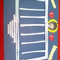 okul öncesınde kağit işler, duvar süsü ,davetiye kartları ,suluboya  çalişması (7063)