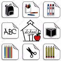 22282471-Schoolhouse-Stickers-for-back-to-school-scrapbooks-preschool--Stock-Photo
