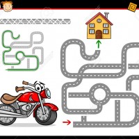 26263967-Cartoon-Illustration-of-Education-Maze-or-Labyrinth-Game-for-Preschool-Children-with-Motorbike-and-R-Stock-Vector